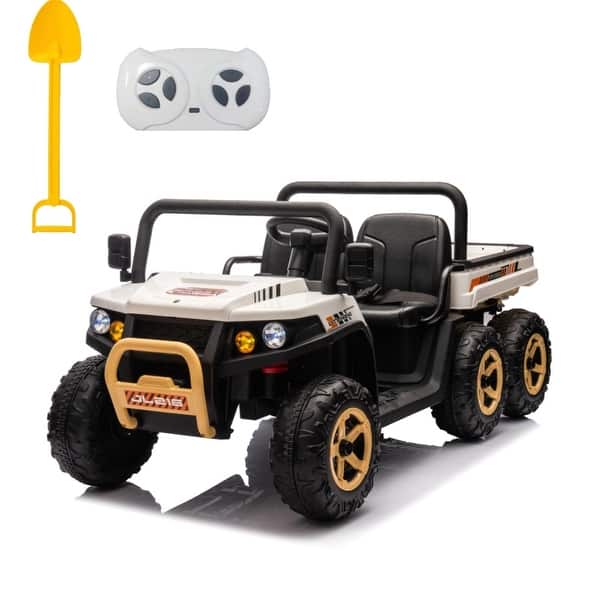 slide 2 of 47, 24V 2-Seater Ride On Dump Truck for Kids - 4WD Electric UTV White