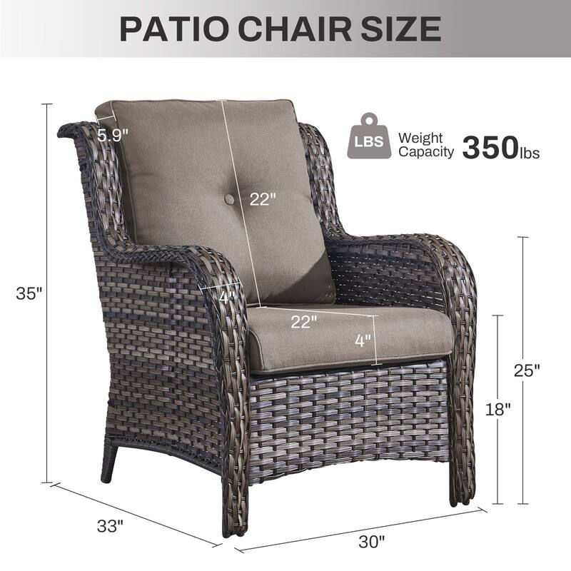 Gymojoy Outdoor Wicker Club Chairs Patio Seating with Olefin Weather-Resistant Cushions