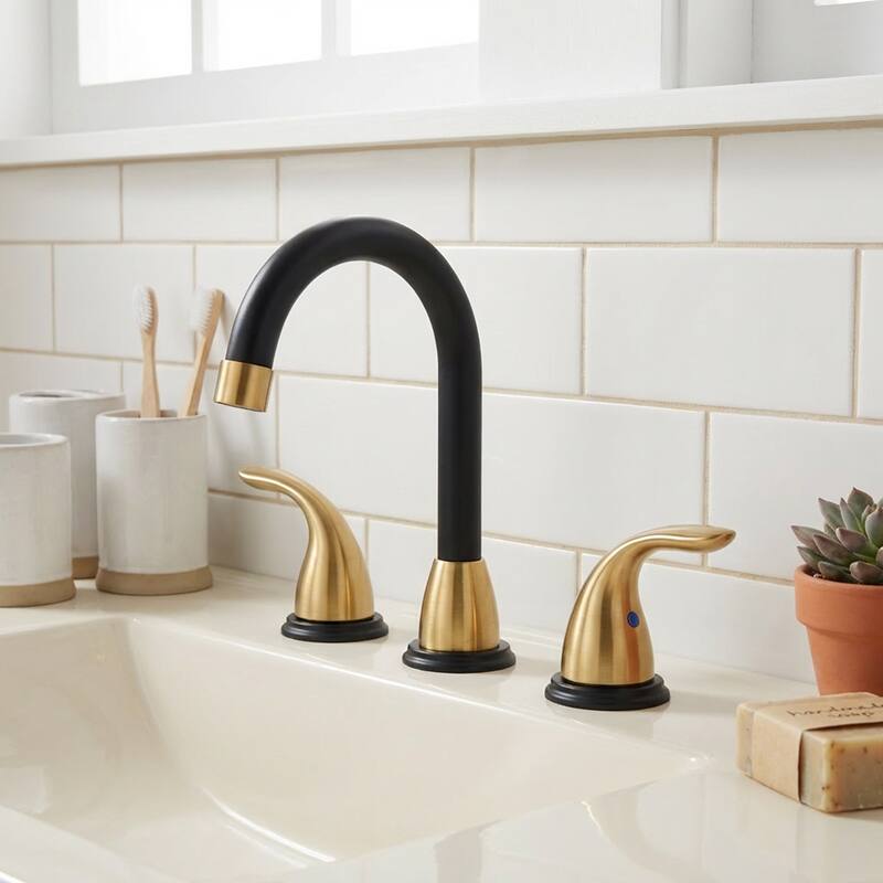 WOWOW 8 in. Widespread Double Handle Bathroom Faucet