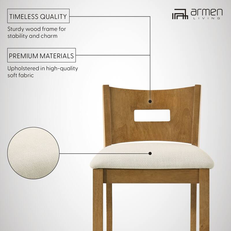 Ren Rubberword Bar Stool, Ivory Upholstered Counter Height Stool