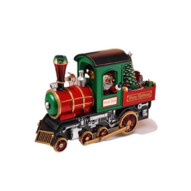 Santa Train Christmas Decoration - 12" - Red and Green - Set of 2