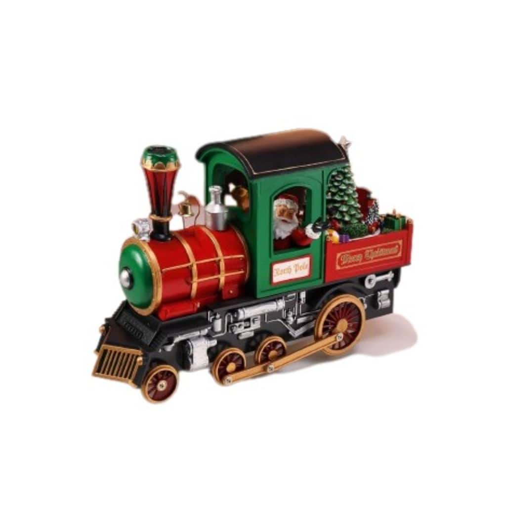 Santa Train Christmas Decoration - 12" - Red and Green - Set of 2