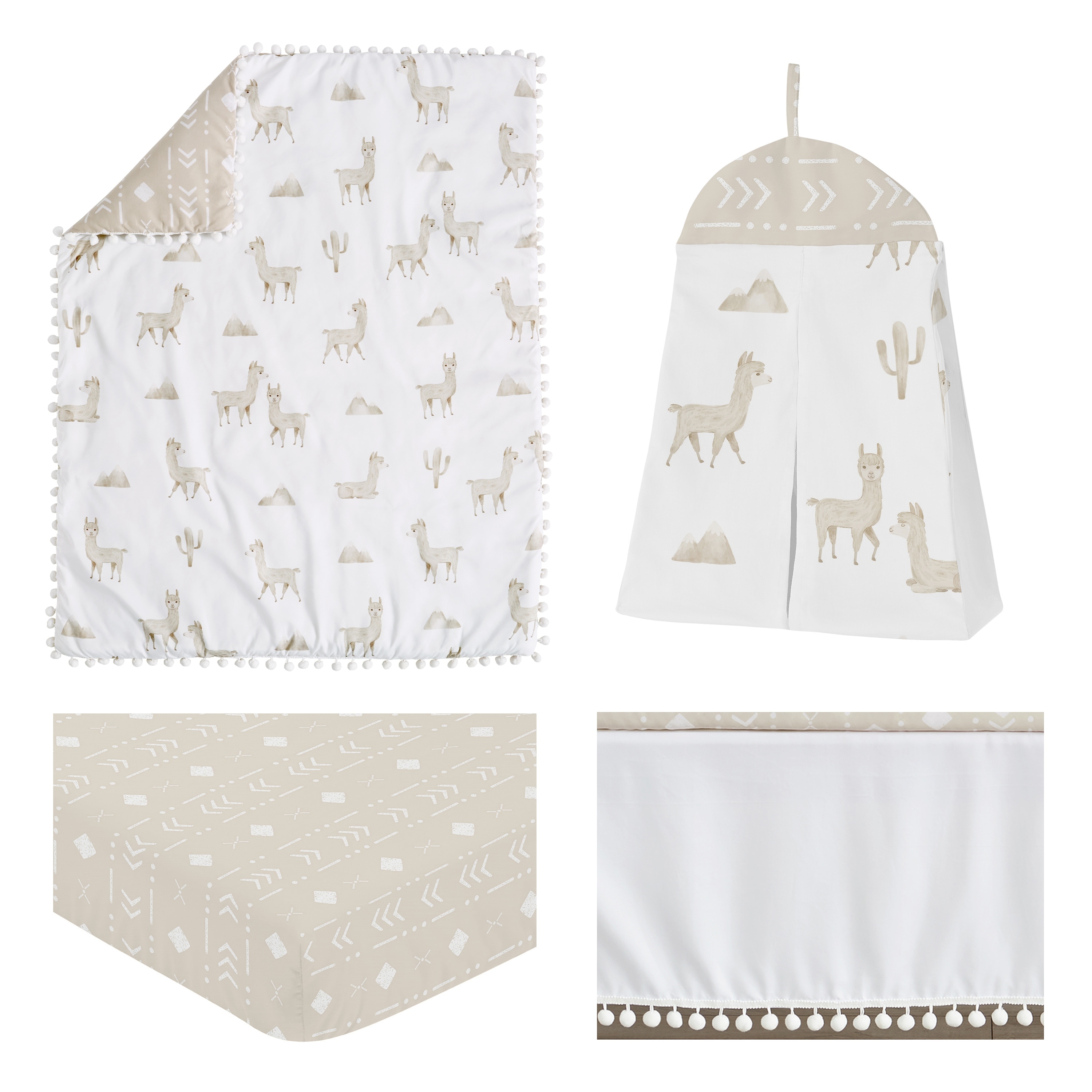 Boho Llama Boy Girl 4pc Nursery Crib Bedding Set Gender Neutral Beige Taupe Bohemian Southwest Watercolor Mountain Farmhouse Bed Bath Beyond 34168099