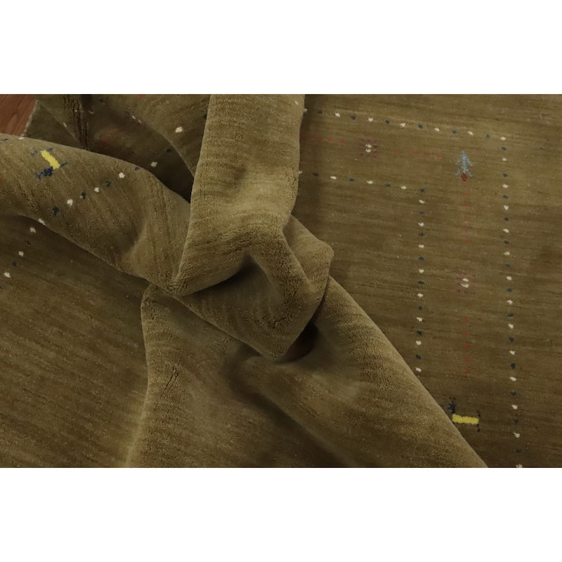 Hand Knotted Oriental 100% Wool Carpet Tribal Animal Pictorial Green Gabbeh Area Rug - 7' 9'' X 4' 11''