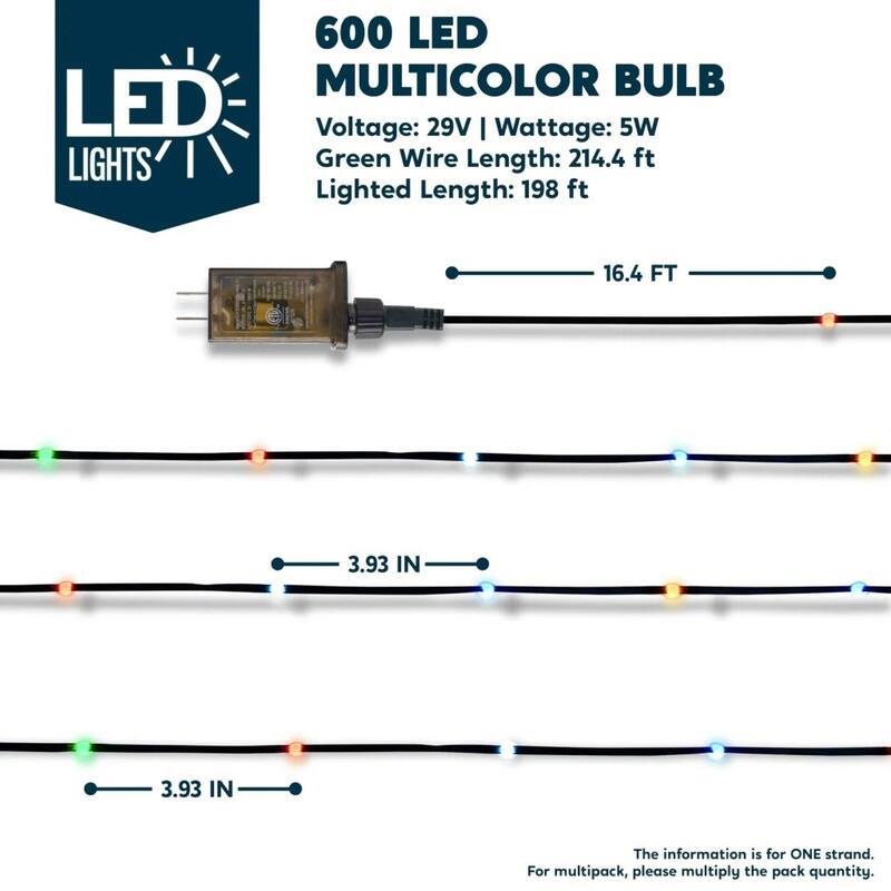 198 FT Multicolor LED Christmas Lights