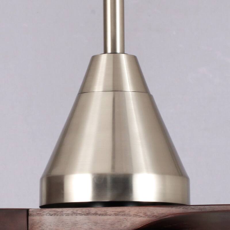 52" Indoor Semi Matte Nickel Downrod Mount Chandelier lED Ceiling Fan with Remote Control - 52" W x 52" D x 15.7" H