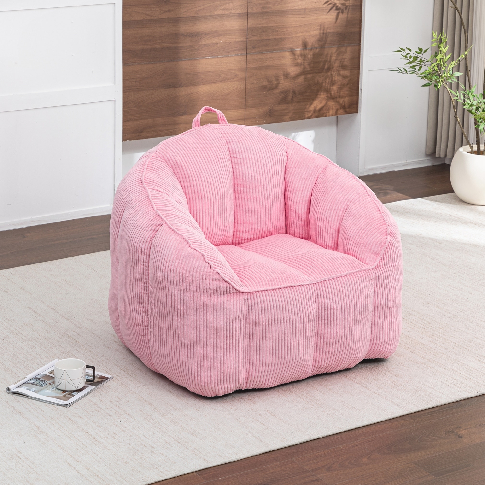 Bean Bag Chair Sofa for Adults Teens, Comfy Corduroy Large Bean Bag Chairs with Armrests for Bedroom Living Room