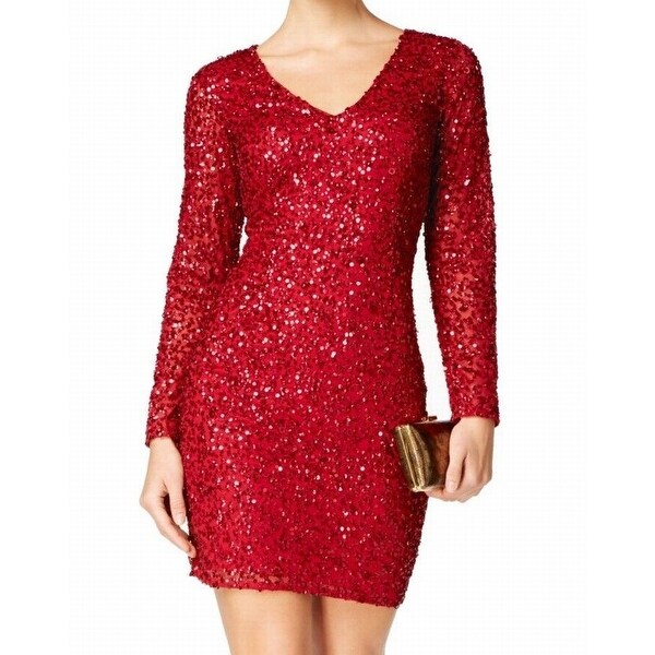 adrianna papell red sequin dress
