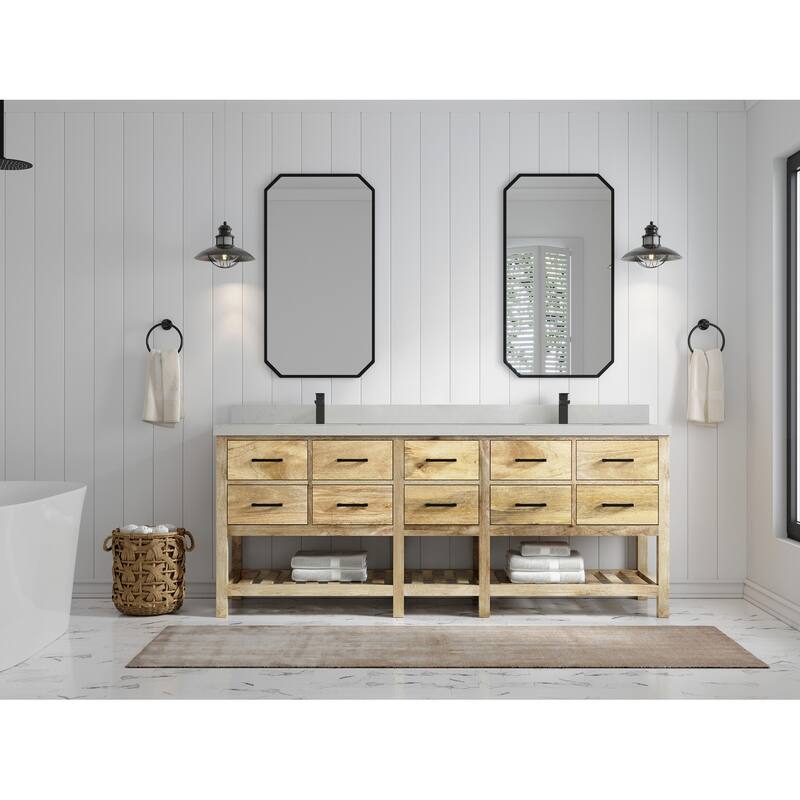 Willow Collections 84 in. W x 22 in. D Parker Mango Double Bowl Sink Bathroom Vanity with Parker Countertop