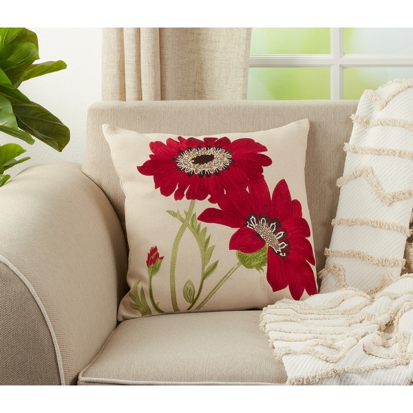 Embroidered Floral 18 inch Throw Pillow On Sale Bed Bath