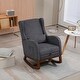 preview thumbnail 58 of 59, High back Upholstered Accent Rocking Chair Nursery Chair With Retractable Footrest