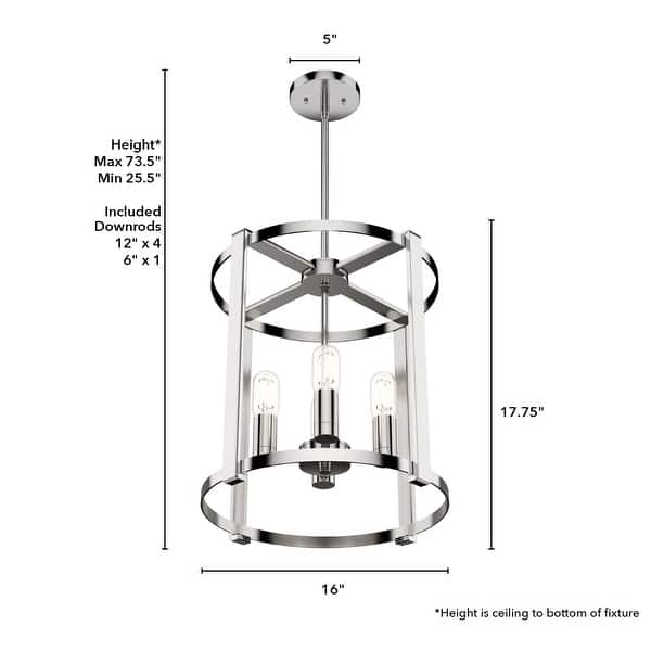 dimension image slide 0 of 3, Hunter Astwood 16" 4-Light Round Chandelier, Dining Room Table, Kitchen Island, Cage, Transitional, Art-Deco