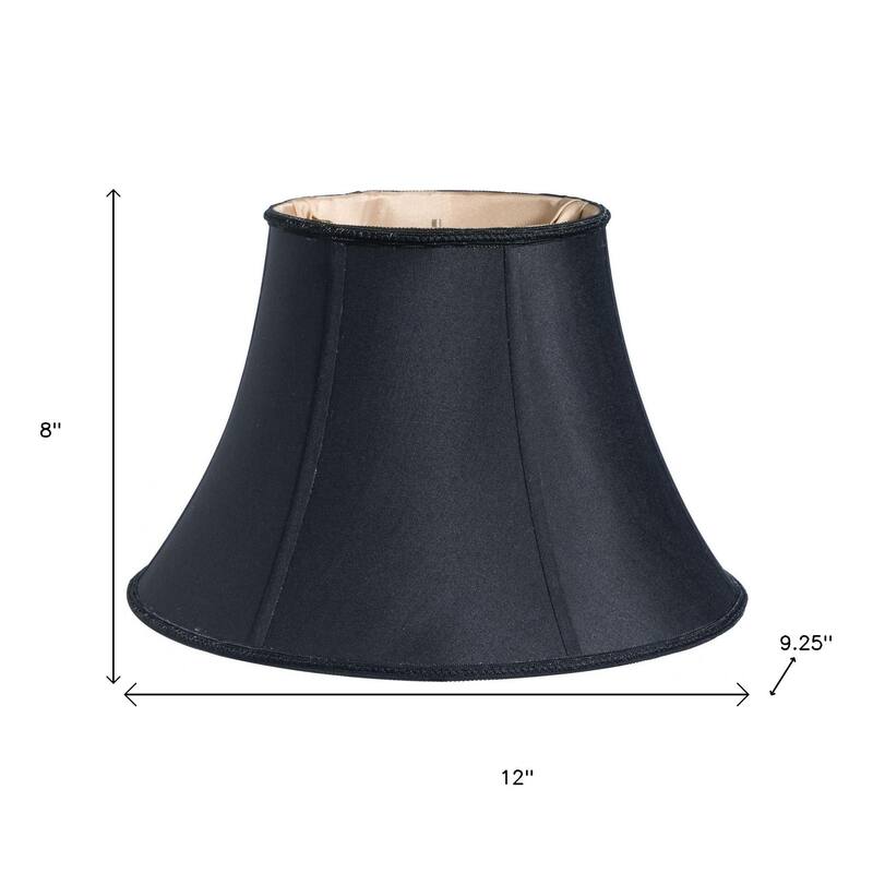 HomeRoots Black Shantung Silk Oval Lamp Shade - 12"x12"x10"