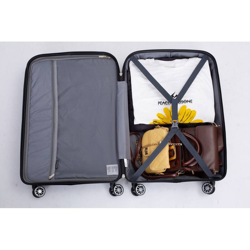 Double Spinner Wheels PP Luggage Sets Hardshell Suitcase with TSA Lock,3-Piece Set