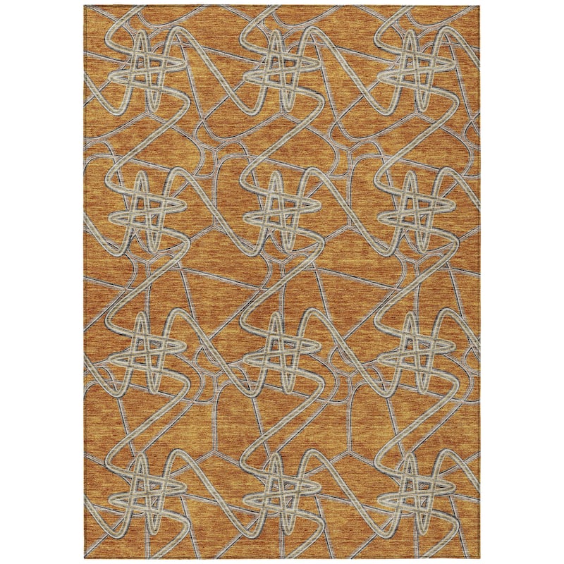 Machine Washable Indoor/ Outdoor Contemporary Links Chantille Rug