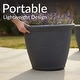 preview thumbnail 14 of 25, Sunnydaze Anjelica Polyresin Outdoor Flowerpot Planter - 24" - Slate