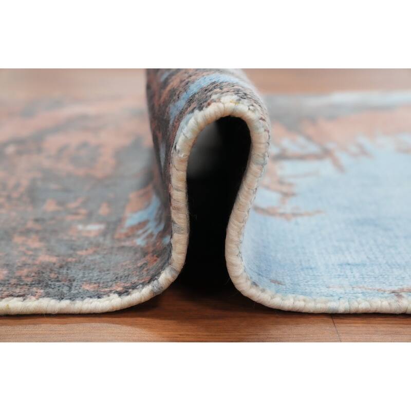 Hand Knotted Oriental Viscose Silk Carpet Modern Abstract Multi-Colored Abstract Area Rug - 4' 0'' X 2' 0''