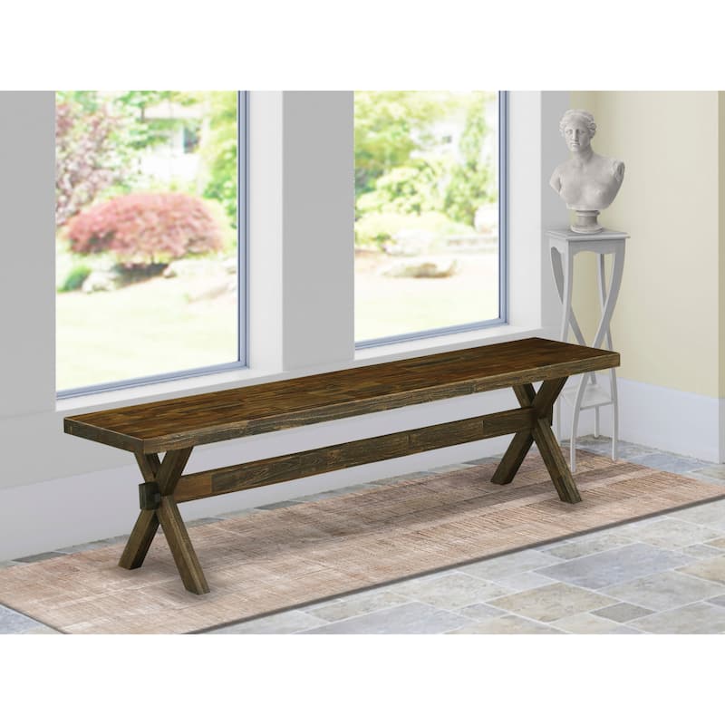 East West Furniture X-Style Modern Dining Bench with Wooden Seat, 72x15x18 Inch, Multi-Color (Finish Options) - XB777