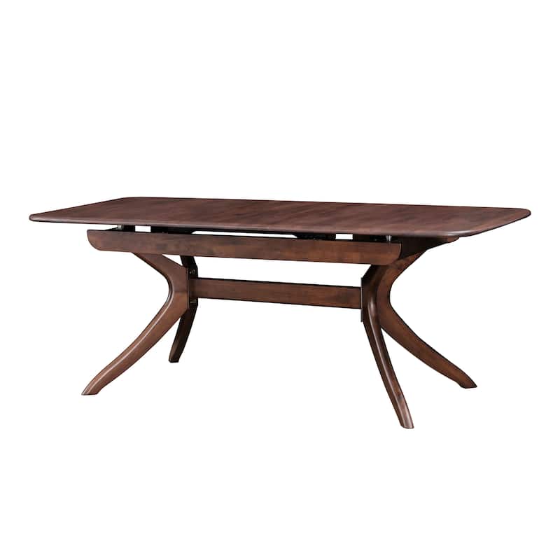 Furniture of America Abigail IV Mid-Century Modern Walnut Extendable Self-Storing Dining Table