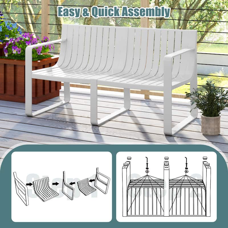 Gymax 3 PCS Patio Furniture Set w/1 Loveseat & 2 Side Tables