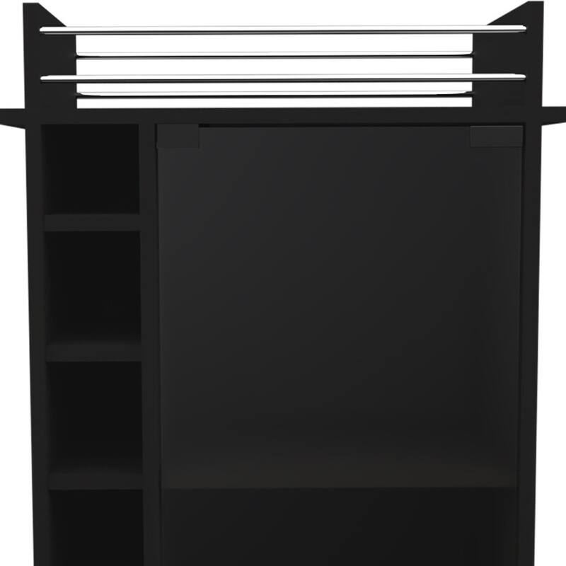 HomeRoots Black Rolling Bar Cart With Wine Storage - 21.60 in. x 35.00 in. x 16.30 in.