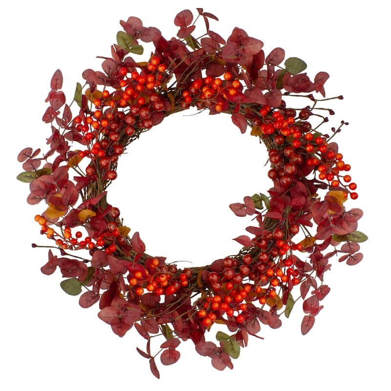 Red Berries Artificial Christmas Wreath - 24-Inch Unlit - 24"