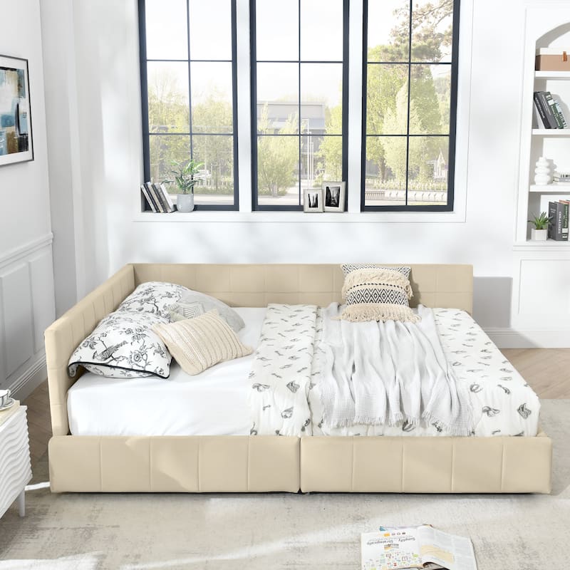 Queen Size Upholstered Tufted Storage Bed Frame - Sofa Style, Comfortable Backrest & Armrests