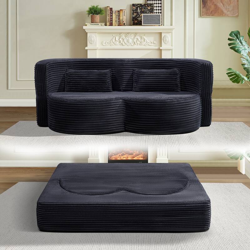 GDFStudio - Corduroy 2-Seater 79" Folding Floor-to-Ceiling Sofa Bed
