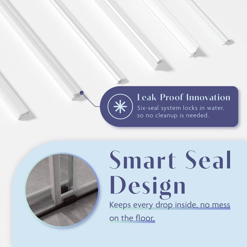 SP Series 68" - 72" W x 77" H Contemporary Frameless Double Sliding Shower Door with 3/8" Clear Tempered Glass