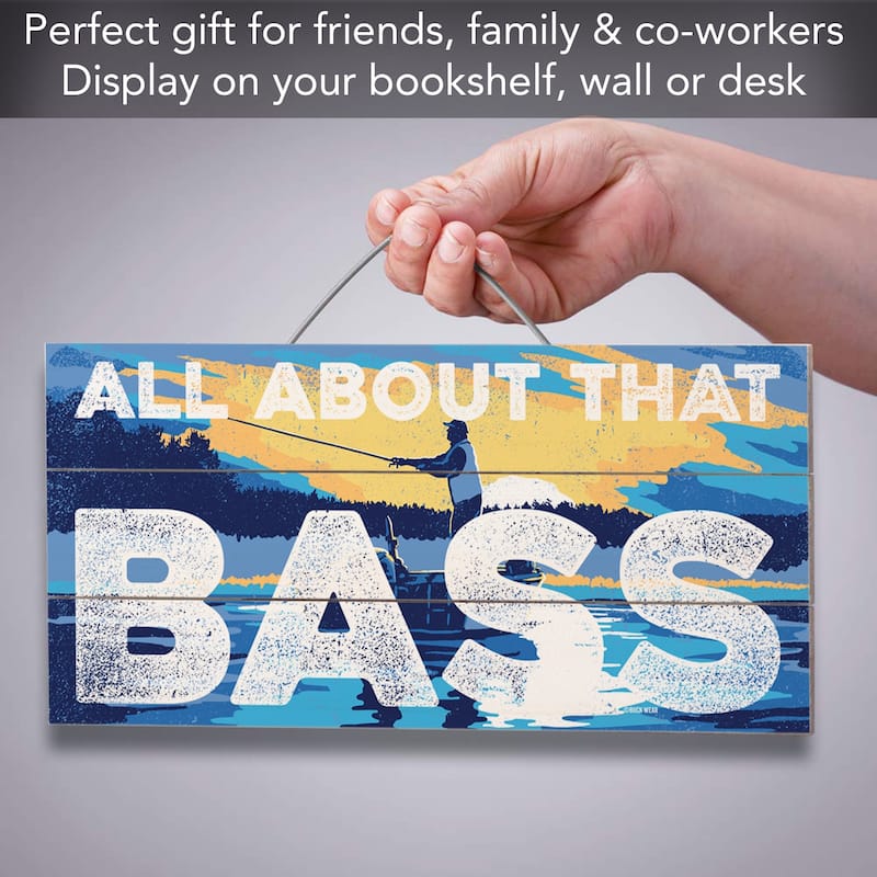 That Bass Decorative Slatted Pallet Wood Sign 12" by 6" Made in the USA - Multi