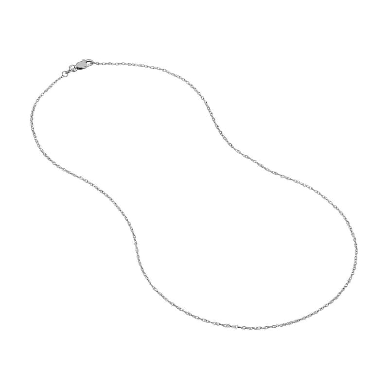 Curata 10k White Gold 1.2mm Light Weight Rope Chain Necklace (Lobster)