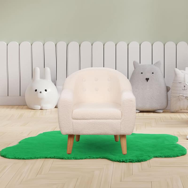 White Teddy Club Kids Arm Chair with Foam Seat and Washable Fabric