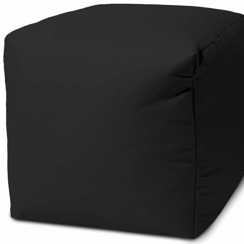 HomeRoots 17" Cool Jet Black Solid Color Indoor Outdoor Pouf Cover - 17' X '17' X '1