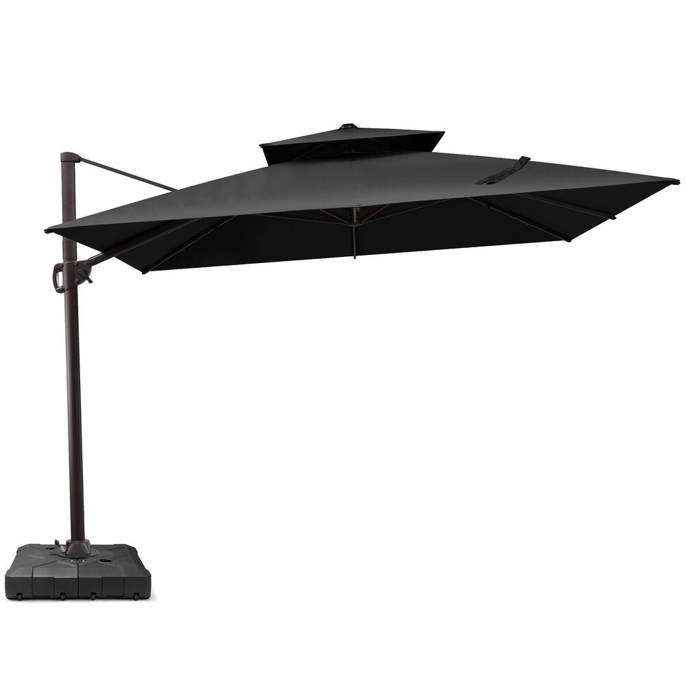 Outdoor Shade 10 x 10ft Double Top Square Patio Cantilever Umbrella with Weights Base