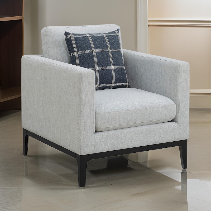Fabric Upholstered Arm Chair with Reversible Cushions and Pillows, Gray