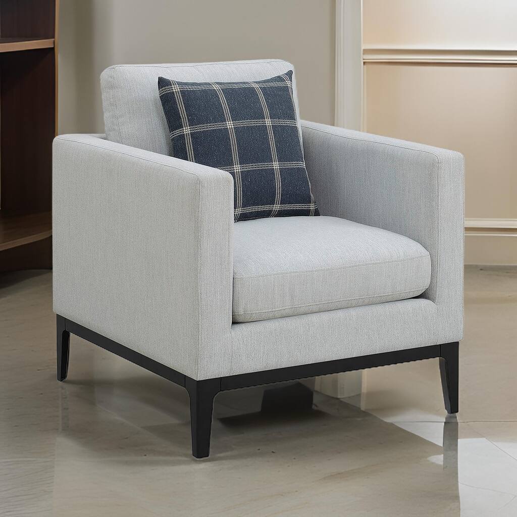 Fabric Upholstered Arm Chair with Reversible Cushions and Pillows, Gray