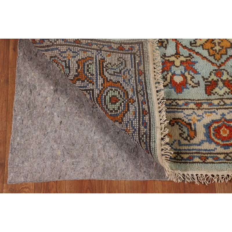 Blue Oushak Oriental Foyer Rug Hand-Knotted Wool Carpet - 4'0"x 6'0"