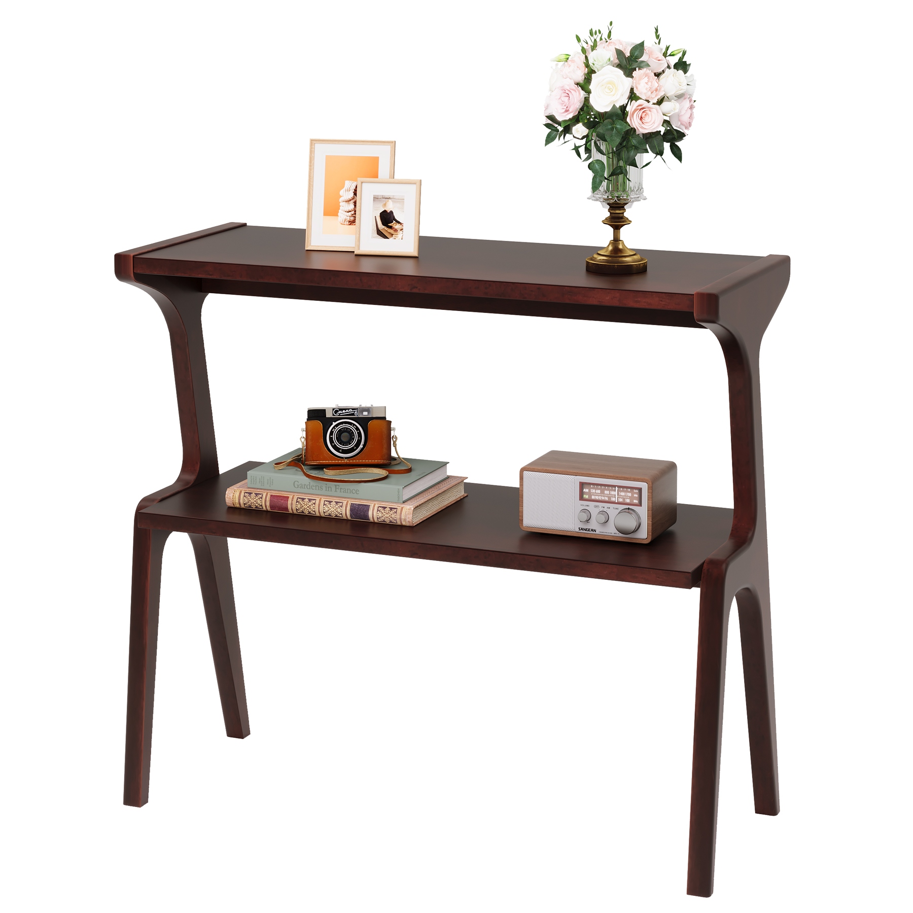 Narrow End Table for Living Room, 2-Tier Slim Sofa Side Table (Set of 2)