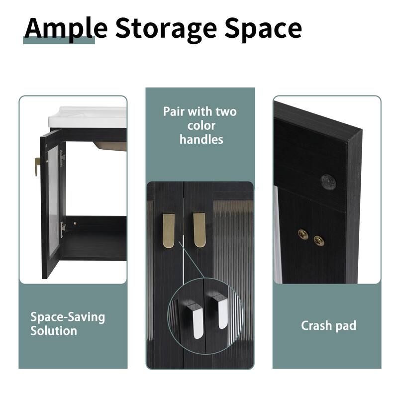 40 Inch Wall-Mounted Bathroom Vanity With Sink, 12 inch + 28 inch Combination Cabinet (KD-Packing)