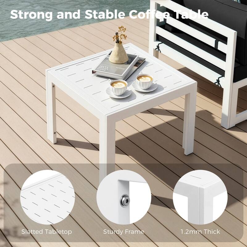 11-Piece Luxury Aluminum Outdoor Furniture Set with Chaise Lounge & Fire Pit Table, 29" Deep Seating Aluminum Patio Sectional