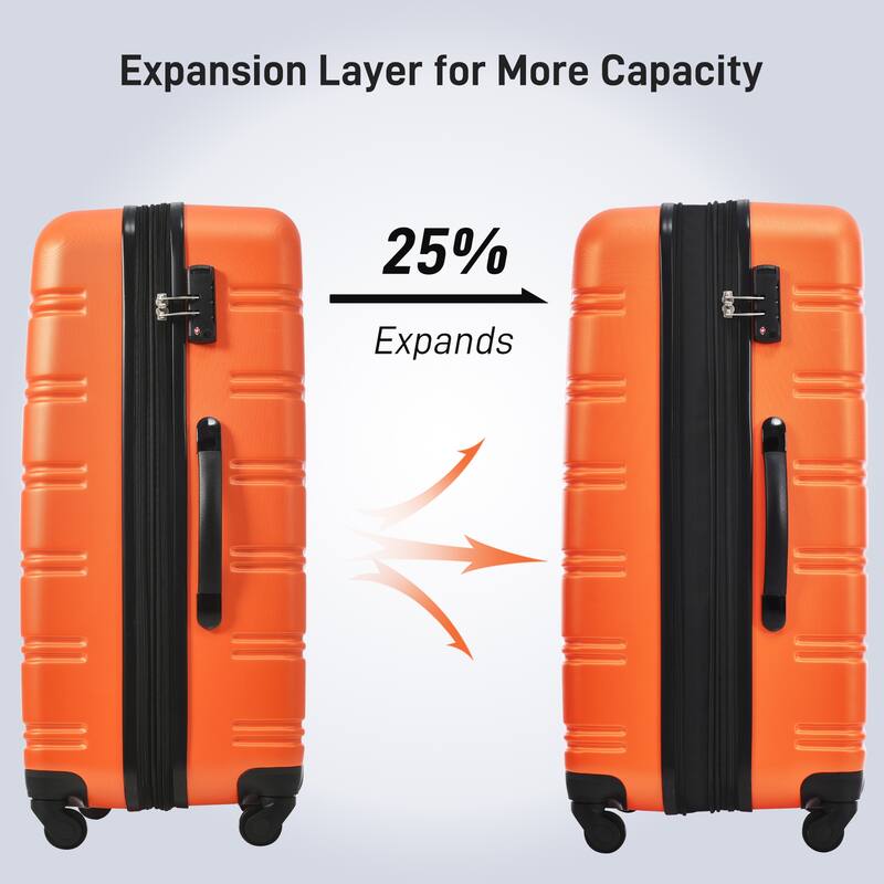 Merax Luggage Set with Spinner Wheels and TSA Lock, 3 Pieces Expandable Hardside Suitcase for Travel, Hardshell Luggage Sets