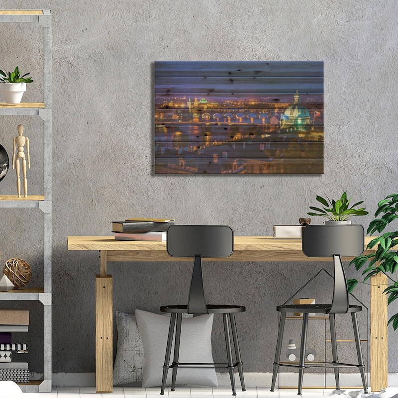 View On Prague Bridges Czech-Republic Print On Wood by Paul Rommer - Multi-Color