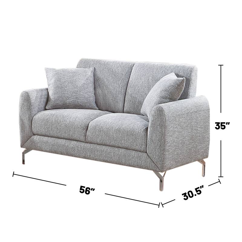 2 Piece Burlap-Like-Fabric Sofa Set with 2 Pillows
