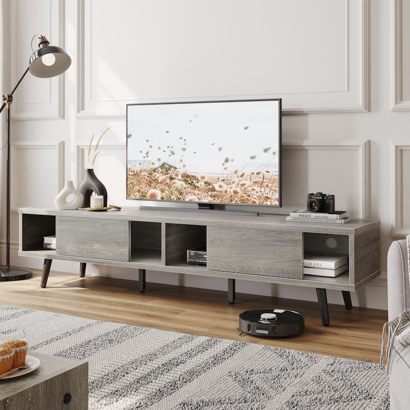 TV Stand for up to 75" TVs with Solid Wood Entertainment Center TV Console Mid-century - 70 inches