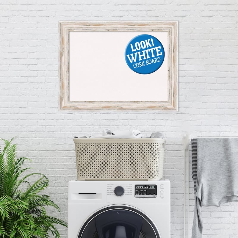 Framed White Cork Board, Alexandria White Wash