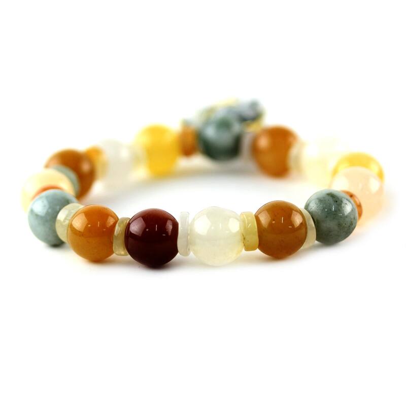 Handmade Sterling Silver Elephant Charm Jade Quartz Bracelet (Thailand)