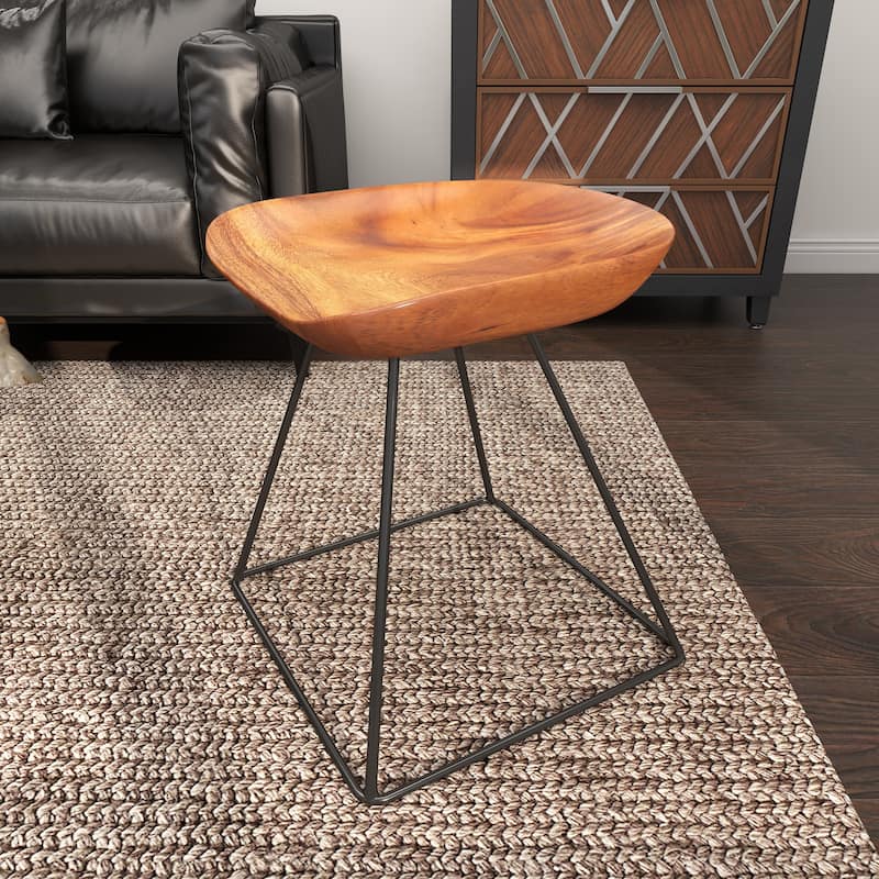 Brown Metal Stool with Black Metal Base
