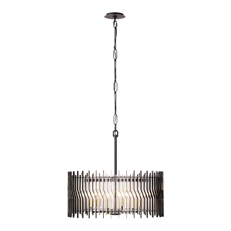Varaluz Park Row Pendant - Matte Black/French Gold - 24"W x 11.75"H - Matte Black/French Gold