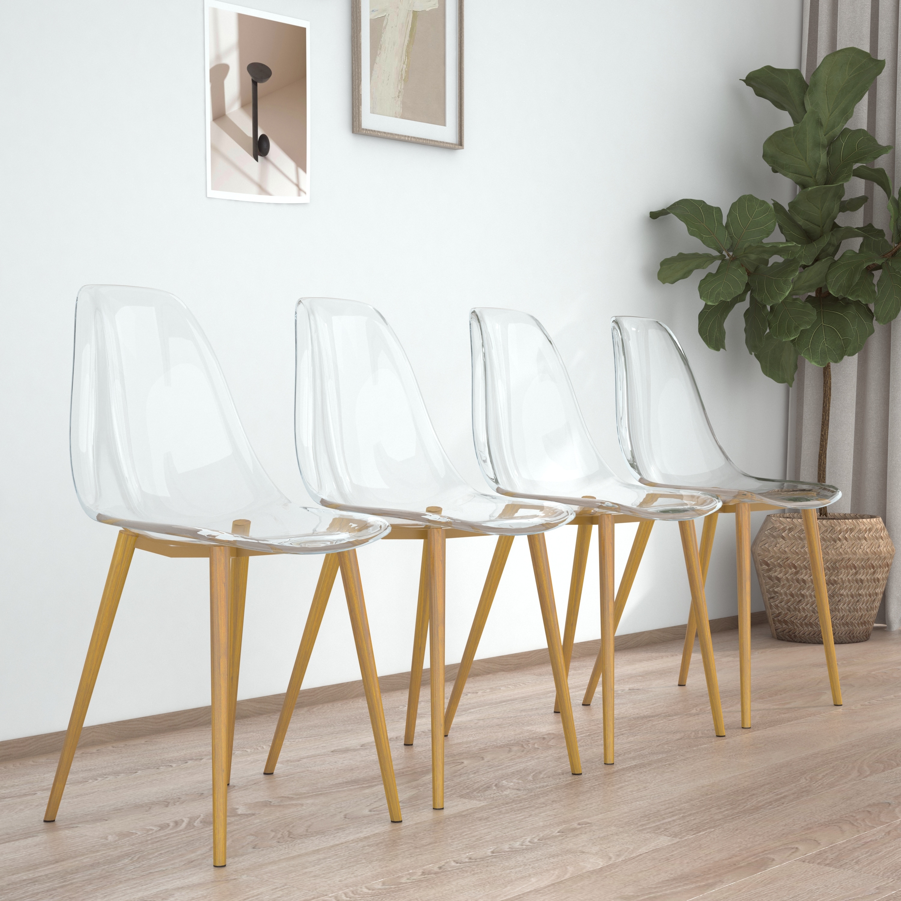Clear and gold deals dining chairs