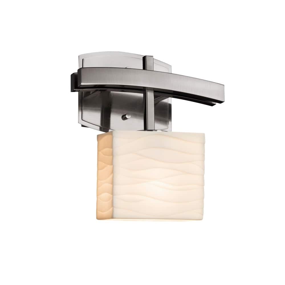 Porcelina? Archway ADA 1-light Brushed Nickel Wall Sconce, Waves Rectangle Shade